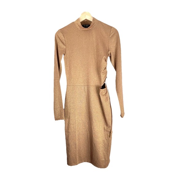 Jessica Simpson Dresses & Skirts - Jessica Simpson Gold Tight Dress Size S Aztec Etta Longsleeve Women's Dress